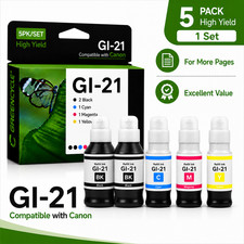 GREENCYCLE GI-21 GI21 Ink Bottle Combo Pack 5 Pack for Canon PIXMA G3290/G4280 picture