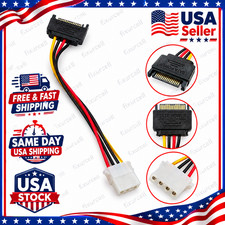 Male Female 4-pin Power Drive Adapter adaptor Cable to Molex IDE SATA 15-pin 1PC picture