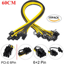 10 Pcs 60cm Breakout Cable 6 Pin to 8 Pin (6+2Pin) PCI-e Wire Cord 18AWG Mining picture