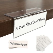Acrylic Shelf Label Holder 20 Pack LShape Rigid Holders for Library Office picture
