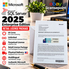 SQL Server 2025 Enterprise 40 Core Unlimited CAL Retail License Package Per-Core picture