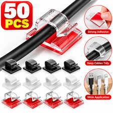 50Pcs Cable Clips Self-Adhesive Cord Management Wire Holder Organizer Clamp US picture