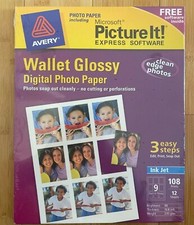 New Avery Microsoft Picture Wallet Glossy Express Software Digital Photo Paper picture