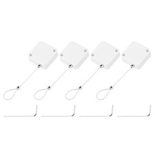 3.3 ft Retractable Cable Security Lock with Latch 600g, White, 4 Pack picture