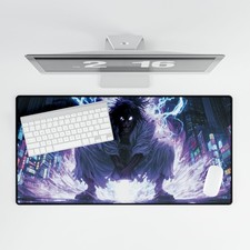 Dark Electric Samurai Desk Mat | Anime Lightning Scene picture