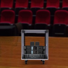 12U Cabinet Rolling Network Rack Audio Studio Video Telecom Equipment Rack Black picture