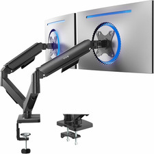 Dual Monitor up to 32 Inches and 19.8 Lbs per Screen, Pneumatic Arm Desk Mount, picture