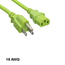 10PCS Green 1' Standard Power Cord NEMA5-15P to IEC60320 C13 18AWG 10A/125V SJT picture
