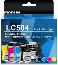 LC504 Ink Cartridges 4-Pack BCMY Iboblin Chip Printer Compatible with Brother picture