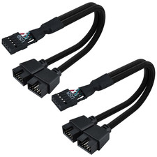 2 Pack Motherboard 9 Pin USB 2.0 to Dual 9 Pin Extension Splitter picture