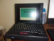IBM ThinkPad 760 ED powers on shows error message has case, cord & disc player picture