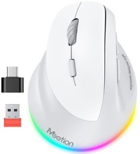 MEETION Left-Handed Ergonomic Wireless Vertical Mouse RGB BT & USB-C Gray picture