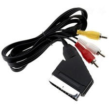 1.8m SCART to 3 RCA/Phono Composite AV Audio Video TV/DVD Male Cable Lead Switch picture