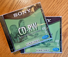 Sony CD-RW 2 Pack 650MB 74 Min Rewritable Blank Discs New One Sealed picture