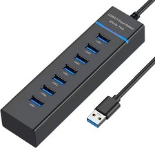 USB Hub 3.0, VIENON 7-Port Data Splitter for Laptop, PC, Black  picture