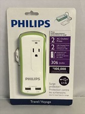 Philips Travel Surge Protector, 2 AC Outlets, 2 USB Charging Ports, 2.1 A picture