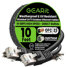 Cat6 Outdoor Ethernet Cable (10ft) 23AWG Pure Copper, FTP, LLDPE, Waterproof,... picture