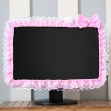 Lace Computer Monitor Dust Cover Elastic Screen Protector with Pen Pocket Bow picture