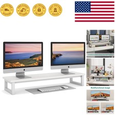 Elegant Dual Monitor Stand Riser - 39 Inch Desktop Organizer for Office & Home picture