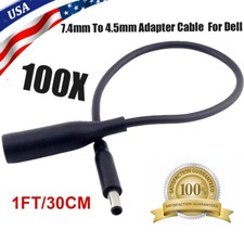 100pcs DC/AC Power Charger Converter Adapter Cable 7.4mm To 4.5mm for Dell 1FT picture