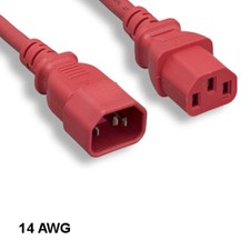 [Lot10] Red 6Ft Heavy Duty Power Extension Cord IEC60320 C13 to C14 14AWG 15A/25 picture