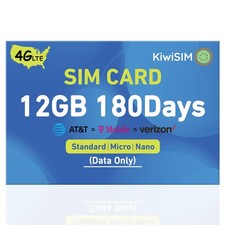 USA Data SIM Card 12GB 4G LET SIM Card Support for AT&T, T-Mobile and Verizon... picture