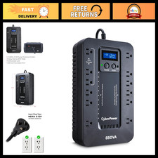 Eco-Friendly UPS Battery Backup & Surge Protector, 850VA, LCD Display, Compact D picture