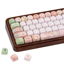 Mint Green and Pink PBT Keycap Set, Gradient Chinese Style Design picture