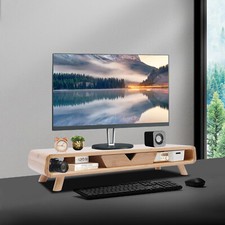 Wooden Bamboo Monitor Stand Desktop Laptop Desk 24*7.9*4.5Inch With Drawer picture