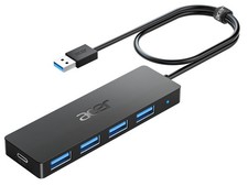 Acer 4-Port USB 3.0 Hub 2ft USB-A Splitter High Speed Data Transfer Black picture