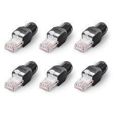 6 PCS Black CAT6 Toolless RJ45 Connector Compact UTP Reusable Plug 2326 AWG picture