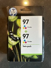 NIB Genuine HP 97 + 97 Tri-Color Ink Cartridge OEM Twin Pack picture