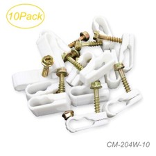10-Pack White Dual Grip-Clip Screw In Cable Clamp Clip Holders - CM-204W-10 picture