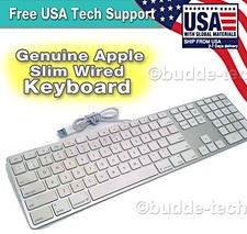 Genuine Apple Wired Aluminum USB Keyboard - A1243 MB110LL/A Slim iMac Mac Mini  picture