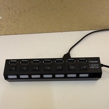 Insten 7-Port USB Hub 1:7 Split w/ Individual Power Switches, Black picture