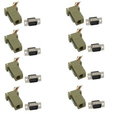8x DB9 9-Pin RS232 Serial Port Male to RJ45 8P8C Network Modular Adapter Ivory picture