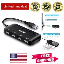 Lightweight USB 3.0 Hub - 4 Ports with On/Off Switches & Travel-Friendly Design picture