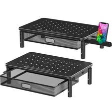 2 Pack Adjustable Monitor Stand Riser with Metal Drawer, 3 Height Options picture