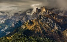 Landscape nature dolomites forest clouds sunset summer Custom Gaming Mat Desk picture