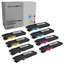 8PK C3760 BLACK COLOR Extra HY Toner Cartridge Set for Dell C3760dn C3760n C3765 picture