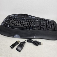 Logitech Wave Ergonomic Keyboard Y-RCP140 Black Wireless + Receiver Deep Cleaned picture