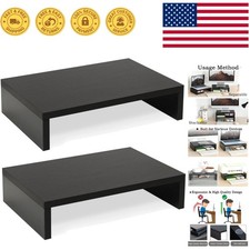 Elegant 2-Pack Adjustable Monitor Stand Riser for Dual Monitors - Black picture