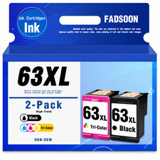 FADSOON® 63XL 2PK Black Tri-Color Ink  for HP DeskJet 3630 2130 Envy 4520 4516 picture