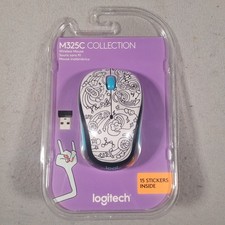 Logitech M325C Doodle Collection Wireless Mouse Techie White New Sealed picture