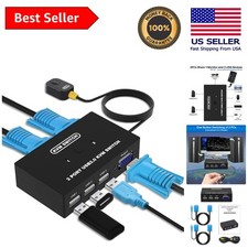High Resolution USB VGA KVM Switch - Connect 2 PCs to 1 Monitor & Share USBs picture