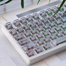 White Frosted Translucent Crystal Clear Cherry Profile Custom Keycaps 115 Pcs picture