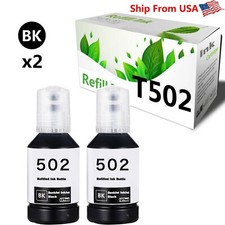 2Pack T502 502 Ink Bottle for WorkForce ST-2000 3000 4000 EcoTank Printer (2BK) picture