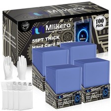 100 Count 55pt Card Sleeves Hard Plastic, Includes 100 Count 55pt Clear Soft ... picture