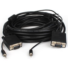 Short/Long M/M VGA Cable with Auxiliary Headset Stereo Sound Wire Cord CL2 Rated picture