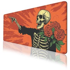 Skeleton Art Desk Pad Mouse Pad Retro Punk Skull Roses Extended Gaming Mousep... picture